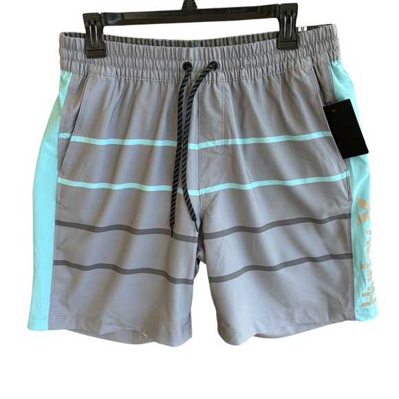 Hurley Gray and Blue Board Shorts Quick-Dry Swimwear - Picture 1 of 7